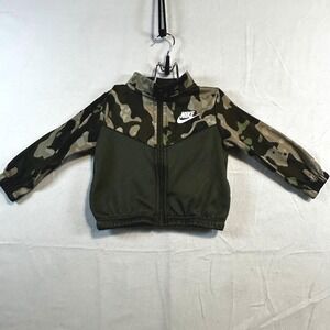 Kids Nike Camouflage Track Full Zip Jacket Windbreaker Knit Green Boys Girls 18M